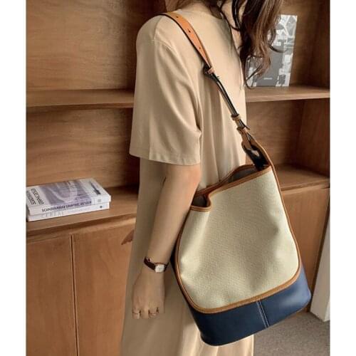 Casual Women Shoulder Bags PU Leather Bucket Crossbody Bags for Female Large Capacity Handbag Shopping Bag Totes