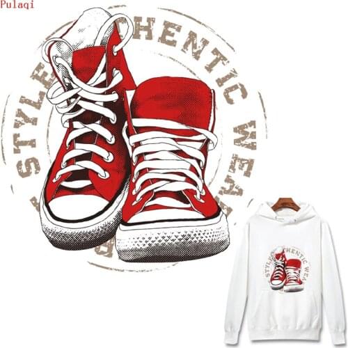 Pulaqi Iron On Shoes Patches For Clothing T-shirt Heat Transfer Vinyl Washable Stickers Letters Patch Appliques On Clothes Print