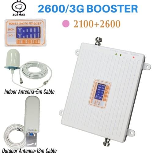ZQTMAX 3g 4g Repeater cell phone Signal repeater 2100 2600 Mobile Signal Booster lte umts internet signal Amplifier Mini booster