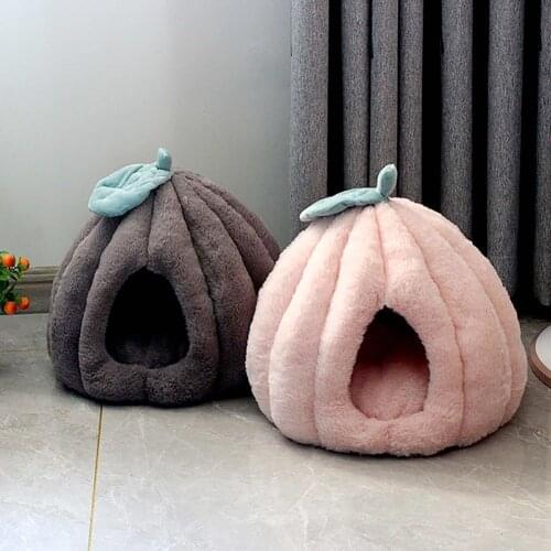 Cave Collapsible Warm Puppy Kitten Sleeping Bed Winter Warm Sleeping Bag Puppy Pumpkin Shape Pet Cat Dog House