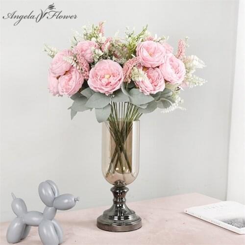 Home Decoration Artificial Rose Flower Bridal Bouquet Wedding Roadside Layout Party Flower Arrangement Sweet Heart Tea Rose Gift