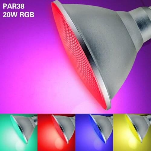 20W PAR38 RGB Colored LED Spotlight Outdoor, E27/E26 Color Changing Light Bulb, Waterproof Flood Light with Remote for Holiday
