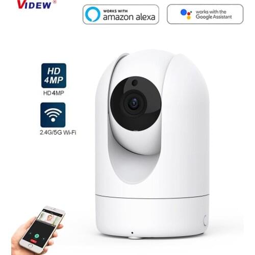 VIDEW 2K 4MP IP Security Camera Works with Alexa & Google Pan & Tilt Indoor Baby Monitor with Wi-Fi Face Motion Tracking Camera