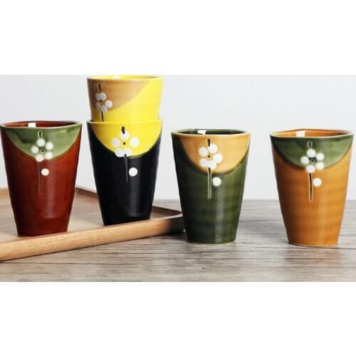 Japanese Flower Mug Handmade Couple Cherry Blossom Ceramic Cup Let Time Slow Down Enjoy A Cup of Tea Relax and Enjoy Life