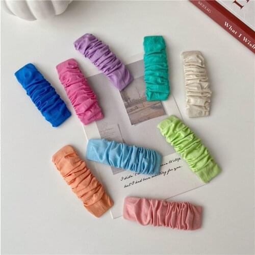 Candy Solid Fabric Cute Hair Clip for Women Girl Geometric Folder Accordion Hairpin Handmade Fashion Accessories Mujer Wholesale