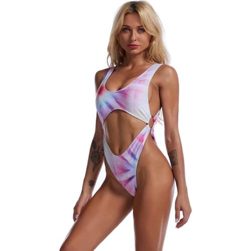Ladies Swimsuit 2021 High Quality New Swimwear Sexy Backless High Waist Printed Deep V-Neck Bathing Suit Women