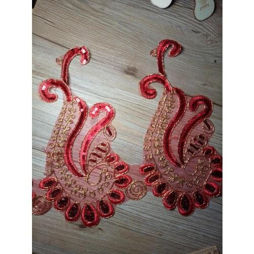 1yard/25cm Red and Gold Lace Sequin Accessories European Wedding Veil DIY Handmade Materials Clothing Decoration Lace Fabric