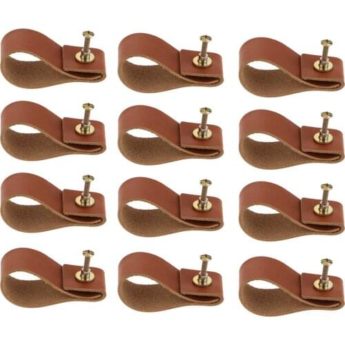 12 Pieces Door Handles Minimalist PU Leather Cabinet Cupboard Knobs and Handles
