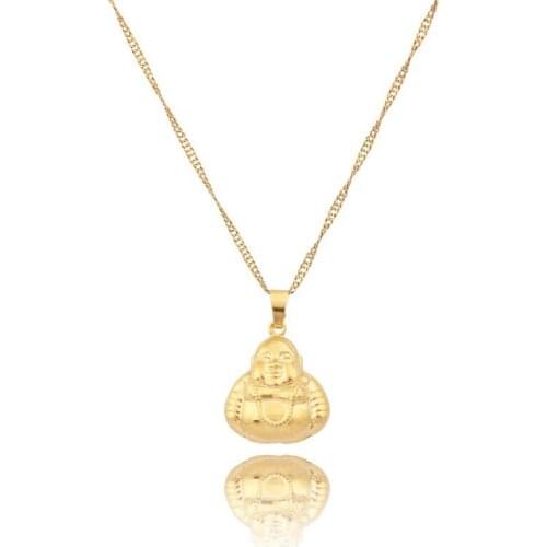 2015 fashion Yellow Gold Buddha Pendant jewelry with 45/60cm chain necklace free shipping