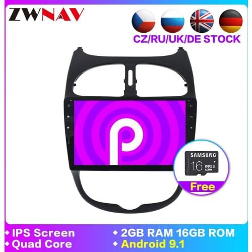 9" HD Android 9.1 Car multimedia Stereo GPS For Peugeot 206 2006-2016 Auto Radio Audio Video Head unit Navigation Wifi FM No DVD