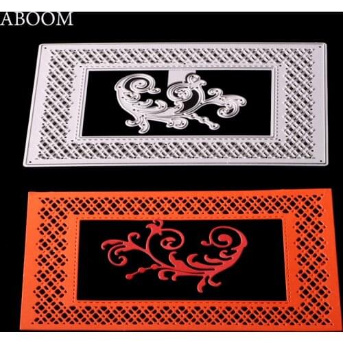 ABOOM Hot Rectangle Frame Flower Design Metal Carbon Steel Cutting Dies Embossing Stencil Scrapbooking Photo Decoration Die Cut
