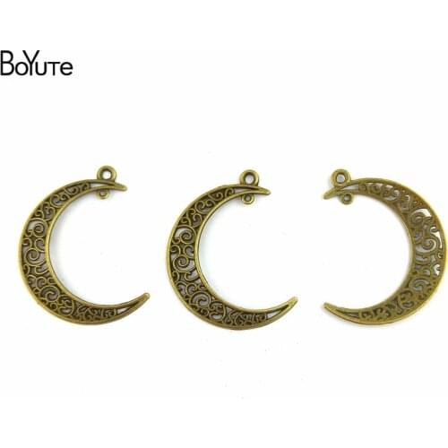 BoYuTe (50 Pieces/Lot) 40*33MM 6 Colors Zinc Alloy Moon Pendant Charms for Jewelry Making Findings Diy Accessories Parts