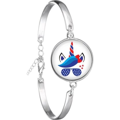 4th of July Unicorn Bracelet Patriotic Bracelets New Childrens Cartoon Animal Jewelry Independece Day Memorial Day USA