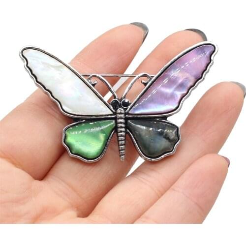 Beauty Butterfly Shell Brooches Five Color Available Alloy Pins Brooches for Girls Weddings Banquet Party Pin Jewelry