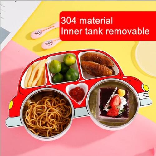304 Stainless Steel Childrens Car Plate Kids Food Tableware Cartoon Bowl Gift Set For Babies