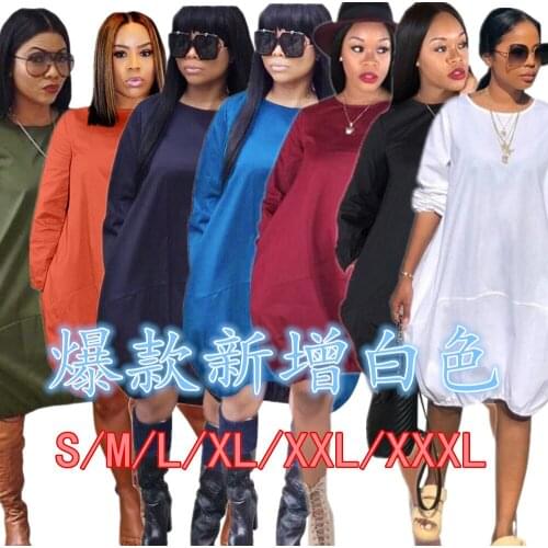 European and American sexy womens fashion personality pure color loose simple dress nightclub