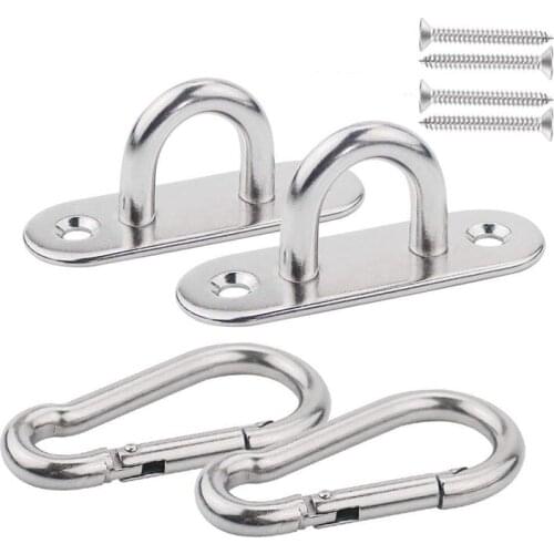 Hot Hammock Hooks Heavy Duty Yoga Hanging Kit Stainless Steel Pad Eyes Ceiling Hanger Snap Hook Carabiners
