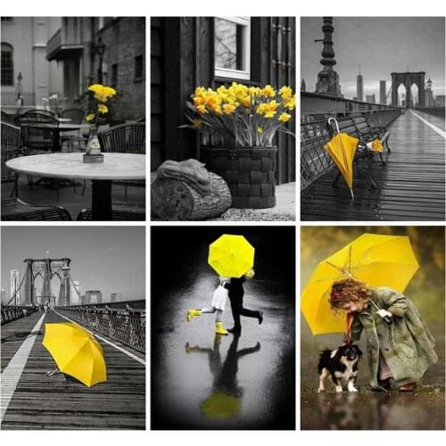 Huacan 5d Diamond Painting Scenery Home Decoration Embroidery Flower Mosaic Umbrella Diamond Art Full Drill