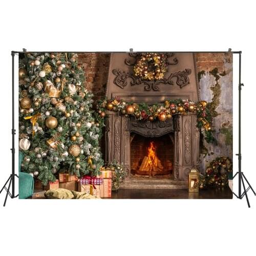 HUAYI Photography Backdrop christmas xmas fireplace photo background studio family party photobooth backdrops photocall W-3759