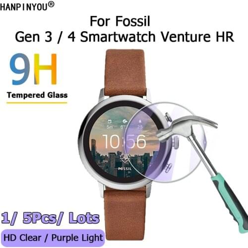 For Fossil Gen 3 4 Smartwatch Q Venture HR Clear / Anti Purple Light 2.5D Toughened Tempered Glass Film Screen Protector Guard