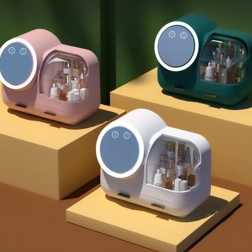 Cosmetics collection box with LED Mirror Large-capacity skin care products Dresser Makeup rack Storage Organizer