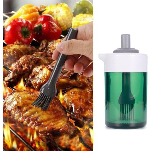 150ml Kitchen Cooking Barbecue Resin Oil Dispenser Bottle with Silicone Brush Designed with integrated brush cover, pour oil