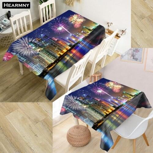 HEARMNY Firework Tablecloth Oxford Fabric Square/Rectangular Dust-proof Table Cover For Party Home Decor TV Covers