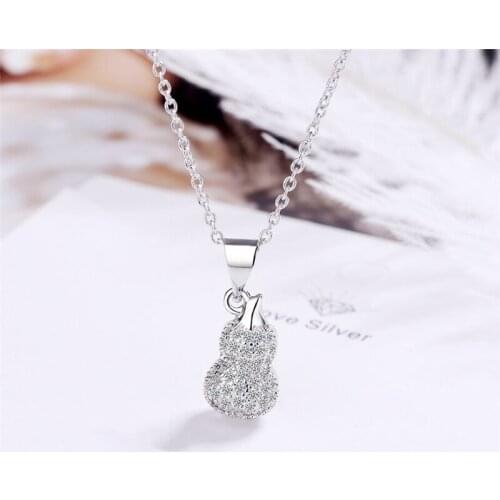Sole Memory Opal Zircon Mini Cute Gourd 925 Sterling Silver Clavicle Chain Female Necklace SNE611
