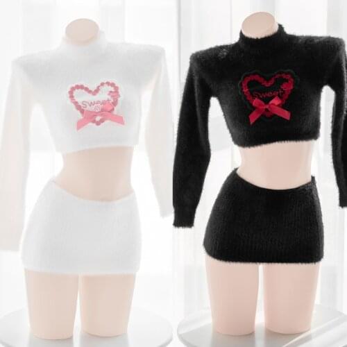 Cute Sexy Princess & Princess Anime Cosplay Outfit for Women Girls White Black Kawaii Lingerie Heart Print Bunny Suit Roleplay