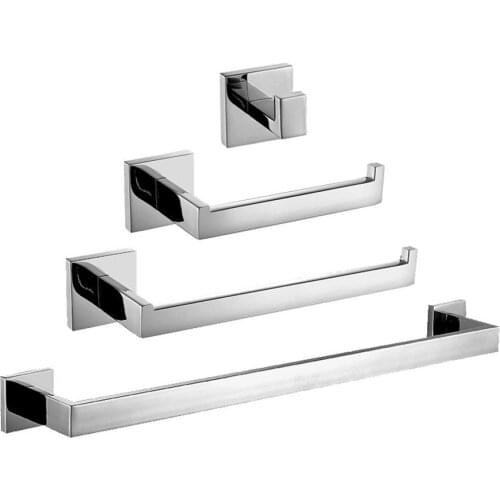 SUS 304 Stainless Steel Bathroom Hardware Set Solid Square Polish/ Black Bathroom Accessories Set with towel ring towel bar hook
