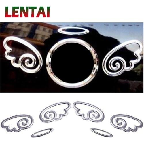 LENTAI For Audi a3 a4 b6 b8 a6 b7 BMW e46 e39 e90 e60 e36 f30 Fiat 500 punto MG 1Set 3D Angel Wings Styling for car logo Sticker