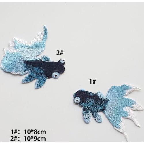 Maxsin Fun Fish Patches Embroidery Iron on Patches for Clothes Applique for Winter Coat Dress Pants Accessories Cloth Sticker