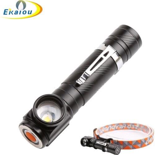 New 2 in1 1000 lumen XM-T6 USB LED Headlight Flashlight Torch Camping 18650 Battery Headlamp