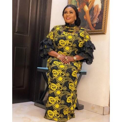 New Lace African Embroidery Dresses for Women African Clothes 2021 Dashiki Taditional Plus Size Boubou Robe Africaine Femme