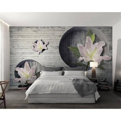 Beibehang Custom Wallpaper Home Decorative Mural 3d Brick Wall Lily Flower TV Background Living Room Bedroom Mural 3d wallpaper