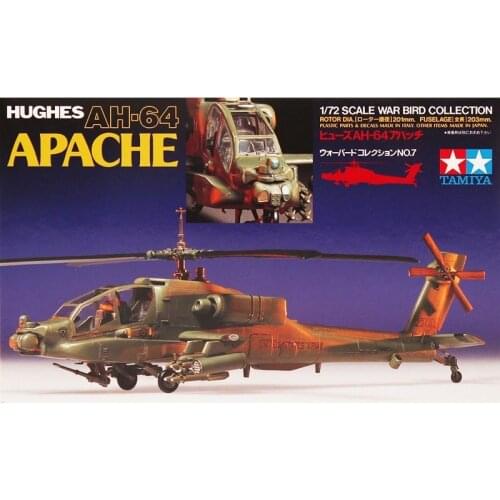 Original plastic Tamiya assembly model 1/72 American AH-64 Apache attack helicopter 60707 toy