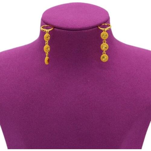 PINXUN Gold Color Earrings For Women Dubai Arab Bride Wedding Ethiopian Africa Earrings Jewelry Gold Charm Earrings Gifts XTE16