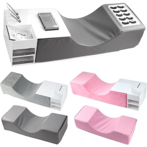 Eyelash Extension Pillow Memory Foam Neck Lash Pillow with Acrylic Shelf Organizer Stand Grafting Eyelash Salon Makeup Tools