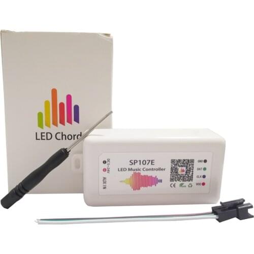 SP107E Bluetooth Music LED Controller full color RGB SPI Control by phone APP for 2812 2811 1903 LED Strip Light Tape DC5V-24V