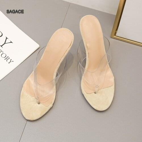 SAGACE Women Shoes Party Wedding Sexy High Sandals Pointed Transparent Slipper Female Sandalias Mujer 2020 Ladies Beach Sandals