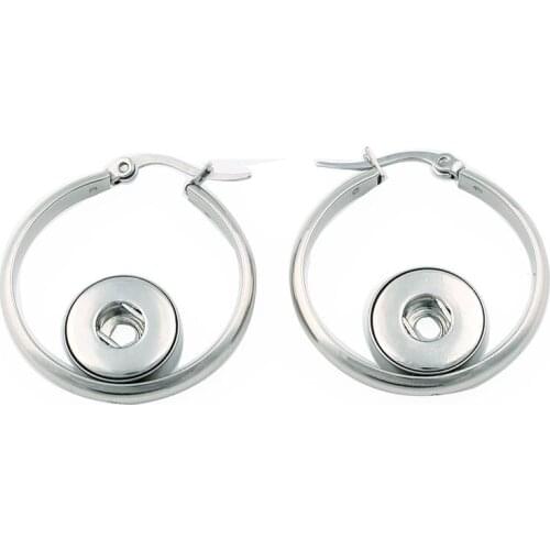 New Fashion Pair 316L Stainless Steel Simple Elegant Snap Drop Earrings Fit 12MM Xinnver Snap Buttons DIY Women Jewelry ZI001