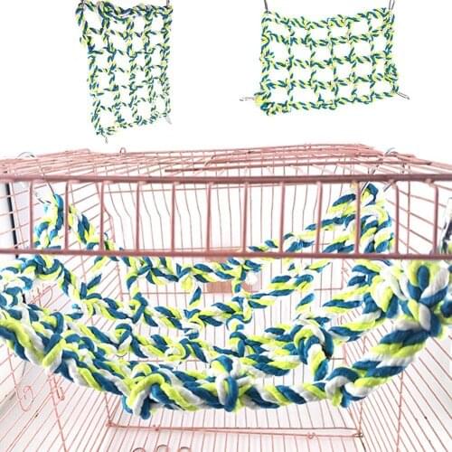 1Pc Easy Installation Durable Colorful Pet Toy Knitted Hamster Parrot Squirrel Climbing Playing Army Green Square Climbing Net