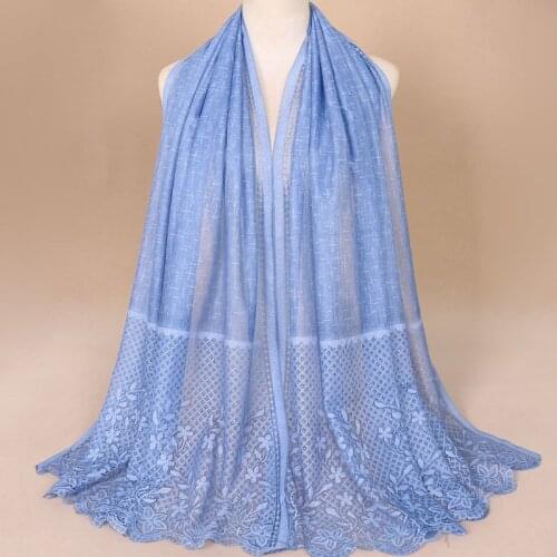 Women Flower Lace Hijabs Scarf Polyester Muslim Shawls Head Wraps Headband Long Scarves 11 Color 180*80cm 10pcs/Lot Wholesale