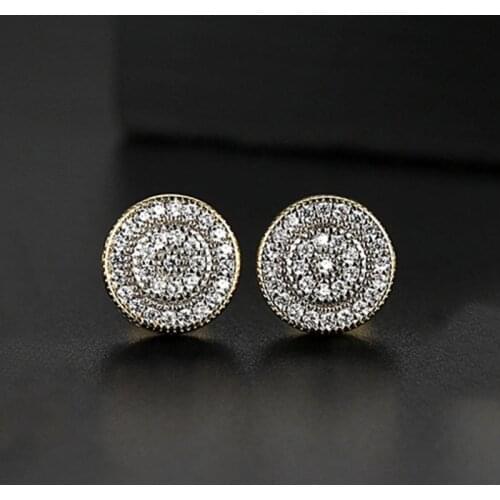 Tiny Trendy Cubic Zirconia Black Round Earrings Luxury Full Cz Crystal Small Stud Earrings For Women brincos pequenos 2019