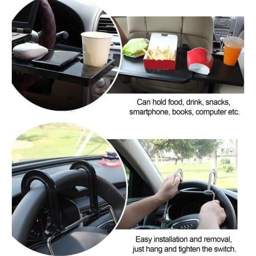 Universal Car Steering Wheel Hanging Tray with A Goove for Tablet Cup Holder Band Eating Tray Laptop Desk for Eating Working