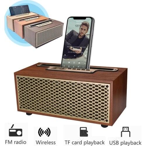 Vintage Wood Grain Bluetooth Speaker TWS Wireless Home Subwoofer Outdoor Portable Mini Gift Stereo Mobile Phone Stand Speaker