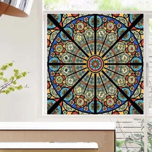 Custom Size Rose Stained Glass Window Films Frosted Privacy Sticker For Bathroom Kitchen Bedroom Home Decor Gothic Decoration