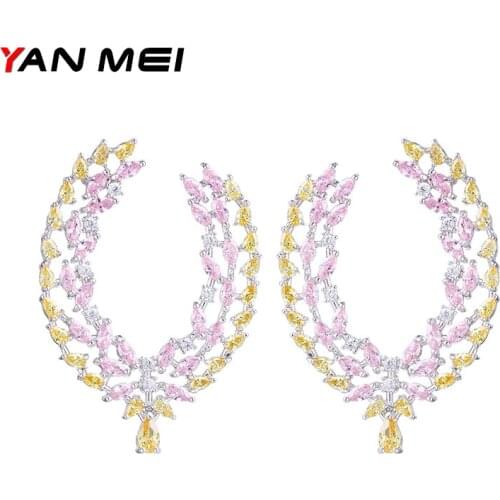 YANMEI Hollow Geometric Oval Stud Earrings For Women Elegant Ellipse Boucle D'oreille Girl Fashion Gift YME7738