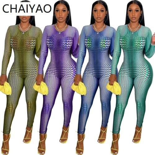 5WY6827 Wholesale Items Bodysuit Women Long Sleeve Jumpsuits for Women 2021fashion Sexy Womens Capris