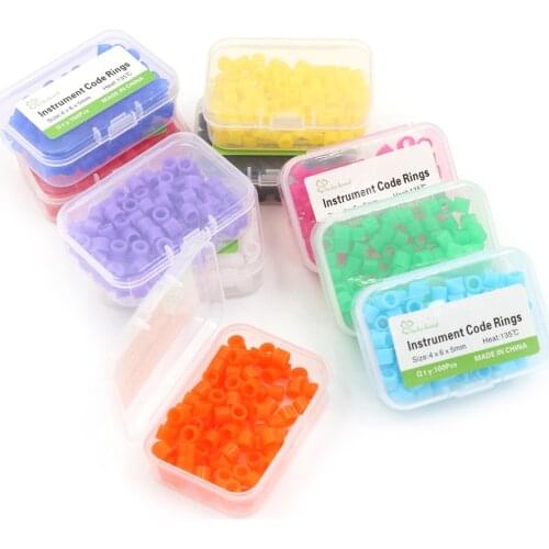 100Pcs Multi-Color Autoclavable Universal Dental Orthodontic Universal Silicone Instrument Color Code Rings 4*6*5mm